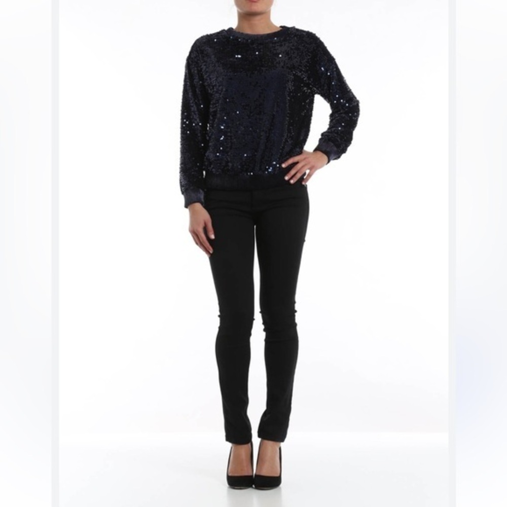 Armani Collezioni Sequin Sweater Navy Blue